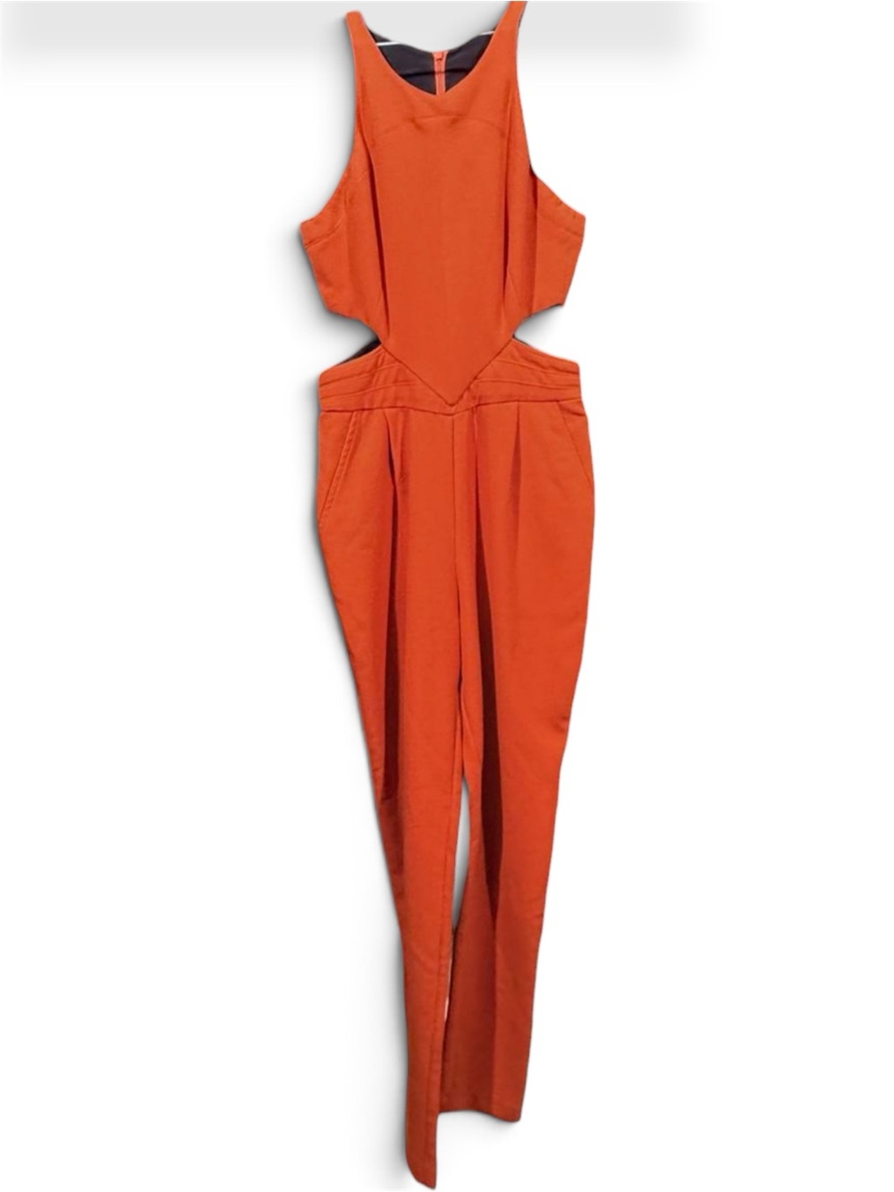 Hunter Bell Orange Katie Cut-Out Jumpsuit Sz 4 + Sony Picture Studio Costume Tag - Picture 2 of 7